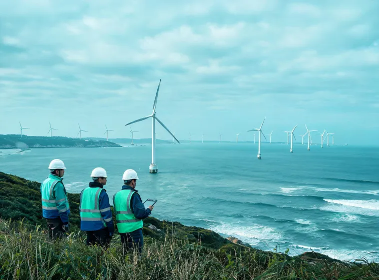 Wind turbines at a utility-scale renewable energy project